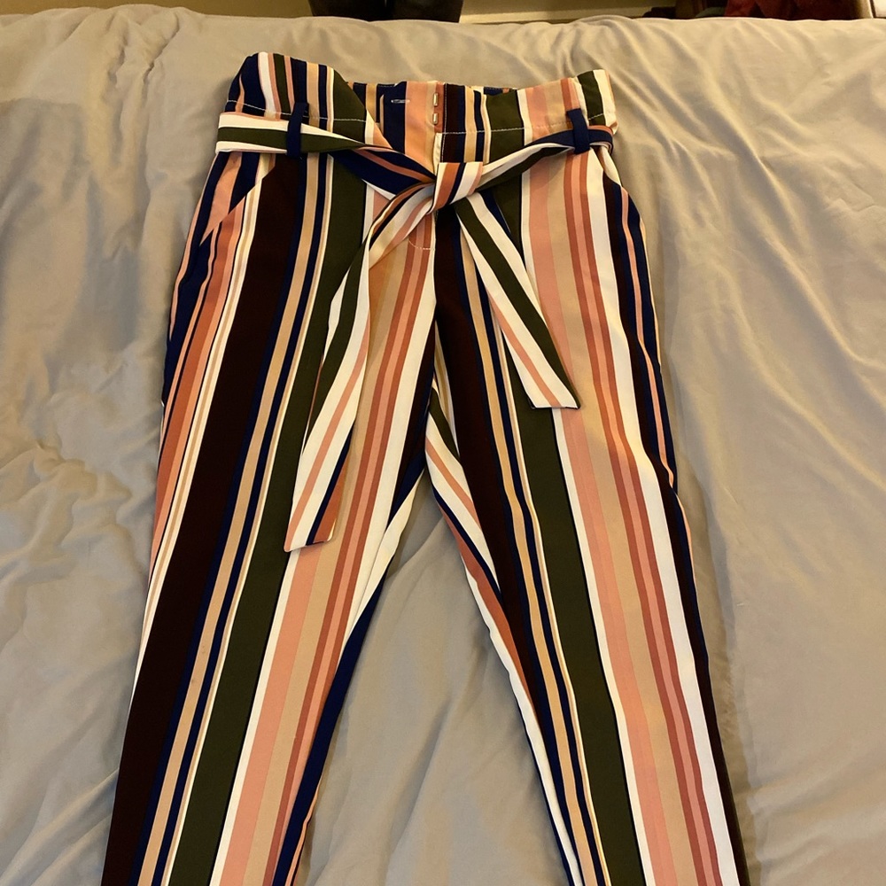 Vibrant Striped Dress Pants, Women’s Size 6